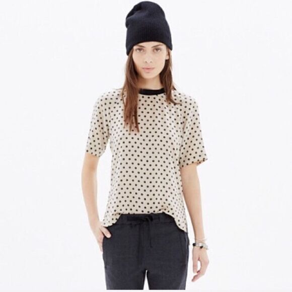 Madewell | Polka Dot Silk Front Row Tee Size Large - Picture 1 of 9